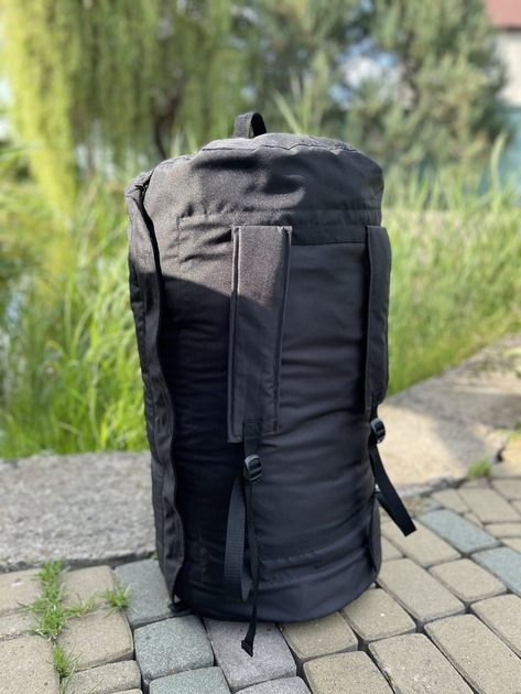 Баул сумка рюкзак туристический 120 л размер 82*42 см чёрный цвет с внутренним прорезиновым шаром чёрный цвет - изображение 1