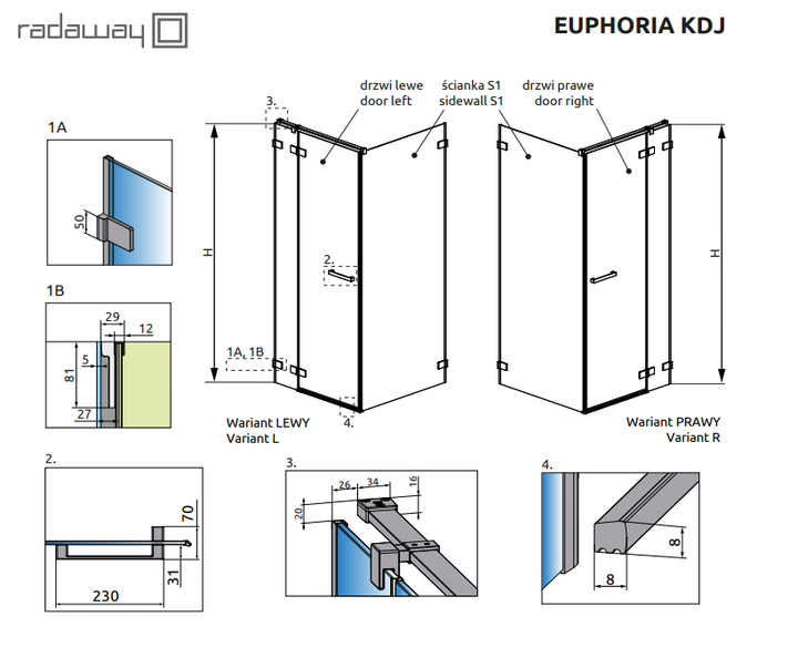 Душова кабіна RADAWAY Euphoria KDJ 90х120 383612-01R+383241-01R+383054-01 - зображення 3