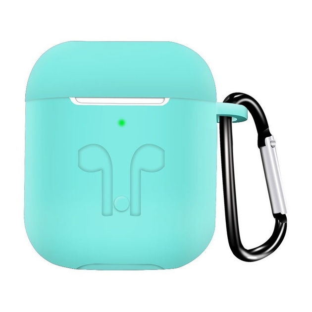 Чехол для наушников Apple AirPods 1/2 Clamshell Бирюзовый с Карабином ...