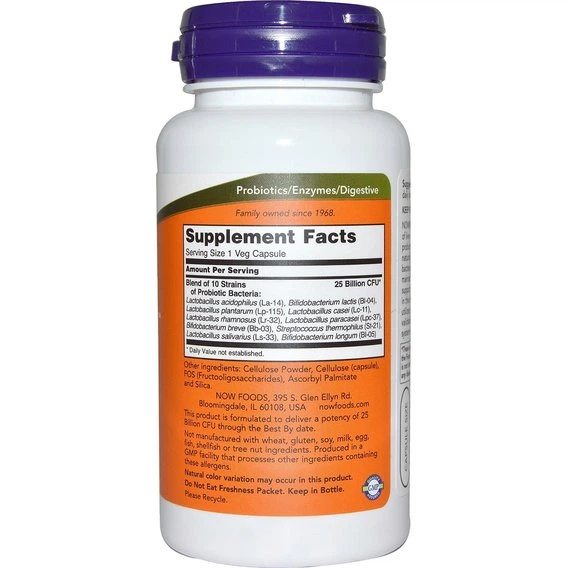 Пробиотик NOW Foods Probiotic-10 25 billion 100 Veg Caps - изображение 2