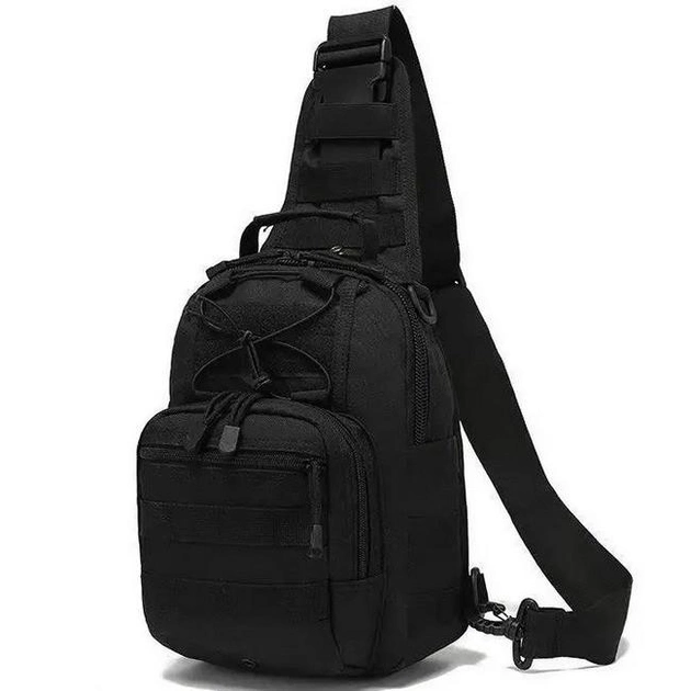 Рюкзак сумка через плече чоловіча тактична A74 чорна - зображення 1