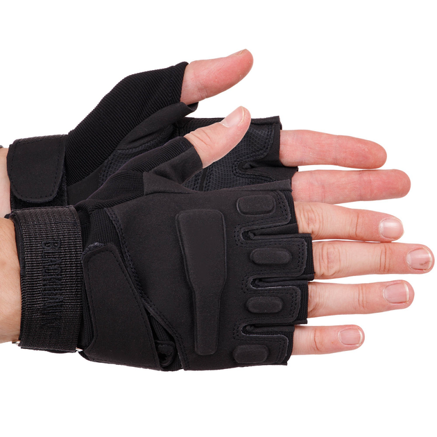 Захисні тактичні військові рукавички без пальців для полювання риболовлі BLACKHAWK чорні АН4380 розмір М - зображення 1