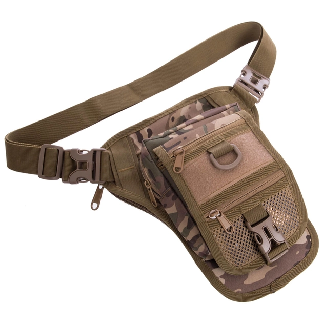 Маленькая тактическая нейлоновая сумка на пояс плечо военная охотничья для мелочей SILVER KNIGHT камуфляж АН176 - изображение 2
