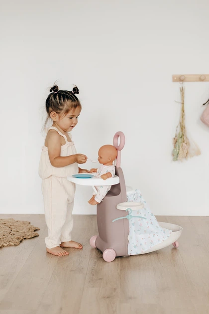 Zestaw do gry Smoby Toys Baby Nurse Składana walizka 3 w 1 Szaro-różowa (7600220374) - obraz 4