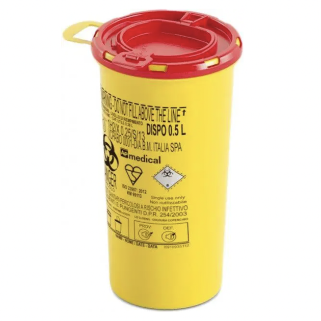 Контейнер для сбора игл и мед. отходов AP Medical DISPO емкость 0,5 л. с PP, круглый (00280) - изображение 1