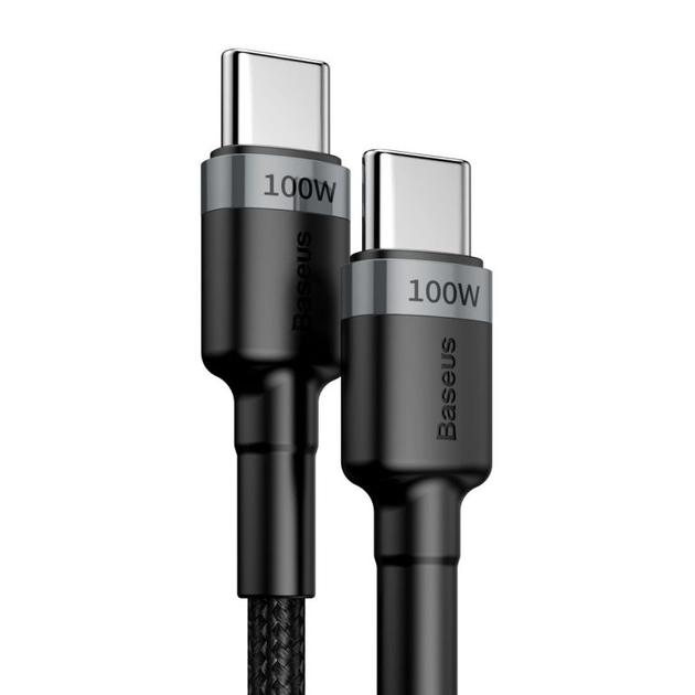 Кабель Baseus Cafule PD2.0 100W flash charging USB For Type-C cabel (20V 5A) 2m (CATKLF-ALG1) Gray+Black - изображение 2