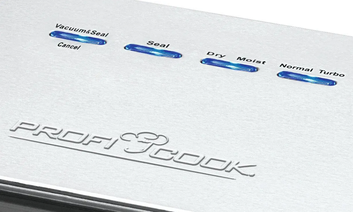 Вакуумний пакувальник побутовий Proficook PC-VK-1080 кухонний вакууматор для продуктів з пакетами для вакуумизації Сріблястий - зображення 2