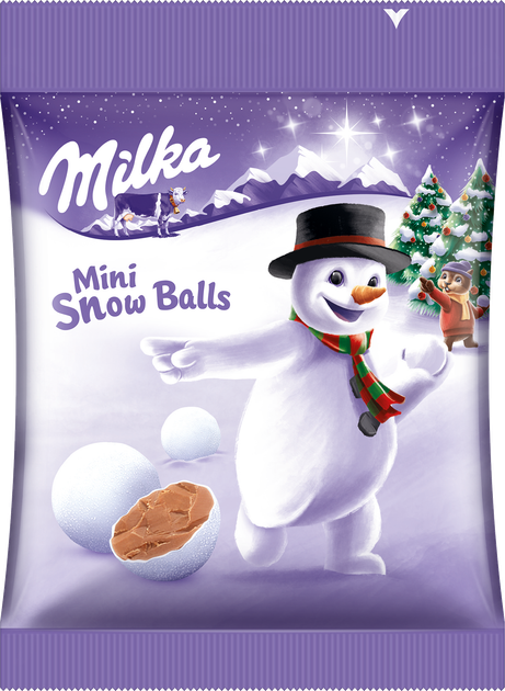 Шоколад молочный Milka Mini Snow Balls в форме шара в сахарной оболочке ...