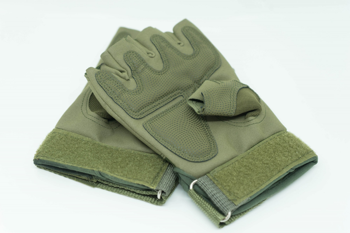 Тактические перчатки беспалые защитные L Олива - изображение 2