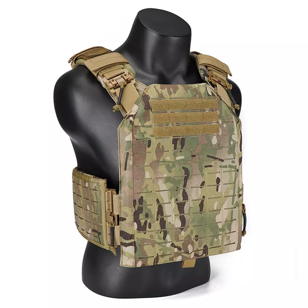 Плитоноска тактична військовий жилет розвантажувальний швидкознімний, бічні кишені, MOLLE, Nylon 1050D, колір мультикам, регульований розмір - зображення 1