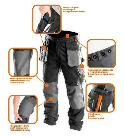 Брюки рабочие Neo Tools XXL/58 Темно-серые (81-220-XXL) - изображение 2