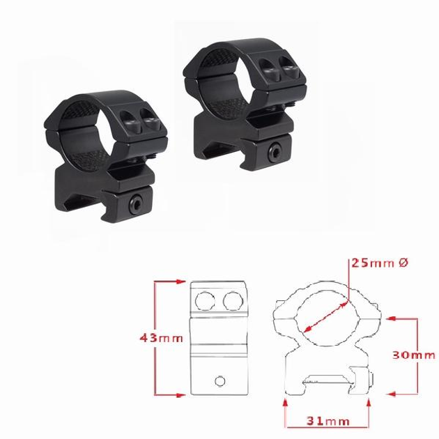 Кільця Hawke Matchmount 1"/Weaver/Med (22113) Hwk(K)921183 - зображення 1