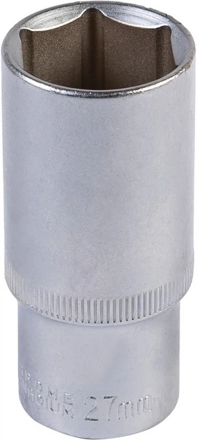 Головка торцевая 6-гранная удлиненная MASTERTOOL ½" 27 мм L 78 мм CrV 78-0527 - Фото 1 Головка торцевая 6-гранная удлиненная MASTERTOOL ½" 27 мм L 78 мм CrV 78-0527 - изображение 1