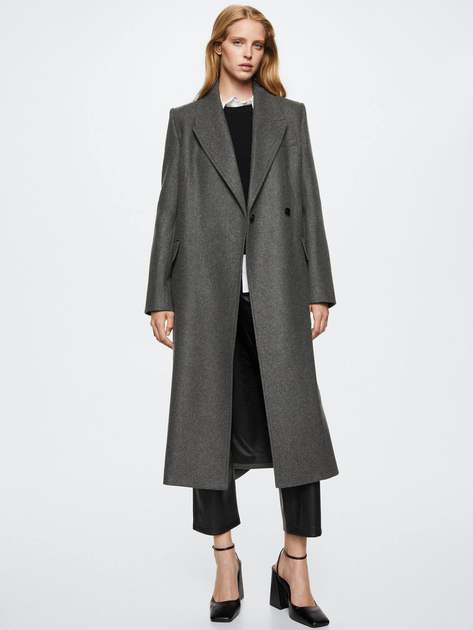 Пальто осеннее длинное женское Mango Paris 37066711-91 M Серое ...