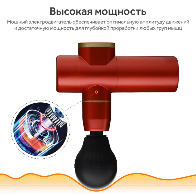 Портативний вібраційний ручний масажер для тіла міні-пістолет Fascia Mini Massage Gun 2021 акумуляторний, розслаблює м'язи Червоний - зображення 6