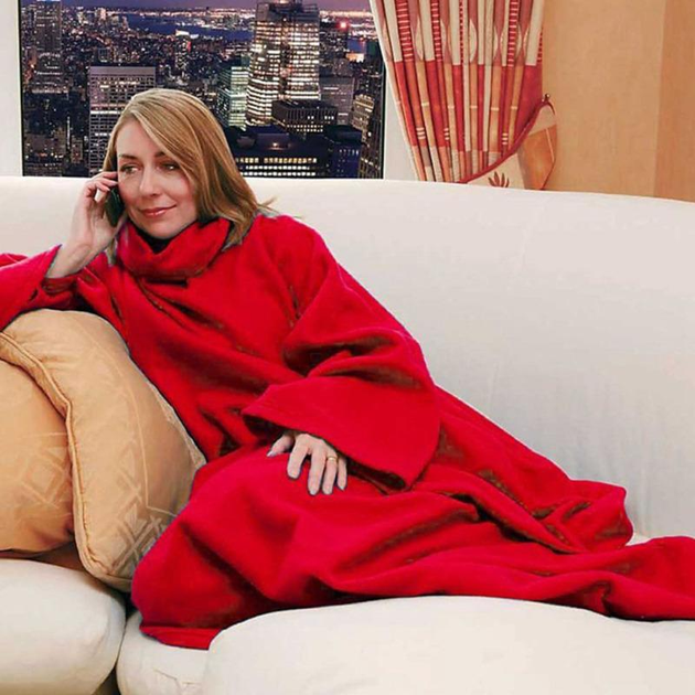 Плед халат з рукавами JML Snaggle-Blanket універсальний розмір, тепла флісова ковдра Червоний - Фото 5 Плед халат з рукавами JML Snaggle-Blanket універсальний розмір, тепла флісова ковдра Червоний - зображення 5