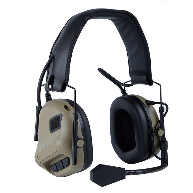 Наушники тактические Partizan Active Headset с активным шумоподавлением и поддержкой рации Койот - изображение 1