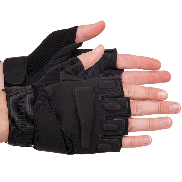 Тактические перчатки без пальцев военные BLACKHAWK Для рыбалки для охоты Полиэстер Черный (BC-4380) L - изображение 1