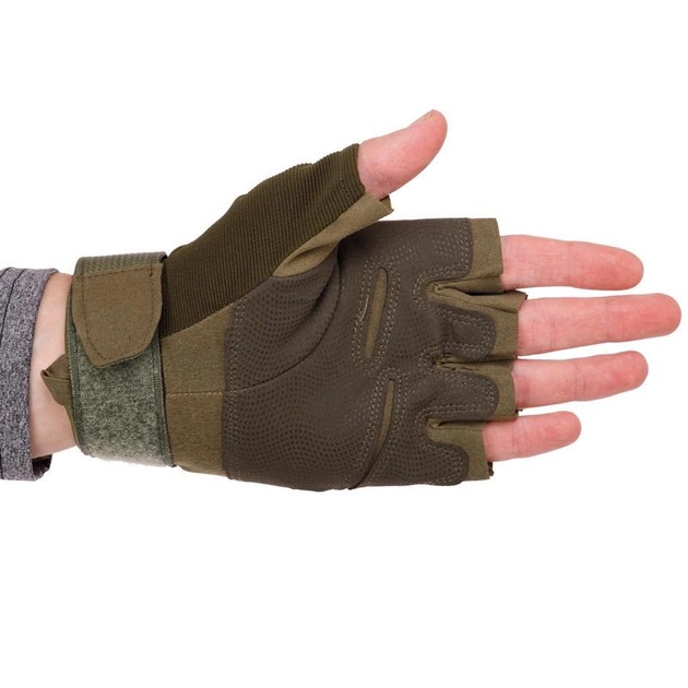Тактические перчатки без пальцев военные BLACKHAWK Для рыбалки для охоты Полиэстер Оливковый (BC-4380) L - изображение 2