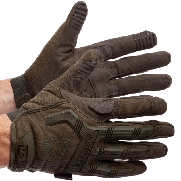 Тактические перчатки военные с закрытыми пальцами и накладками Механикс MECHANIX MPACT Оливковый (BC-5622) М - изображение 1