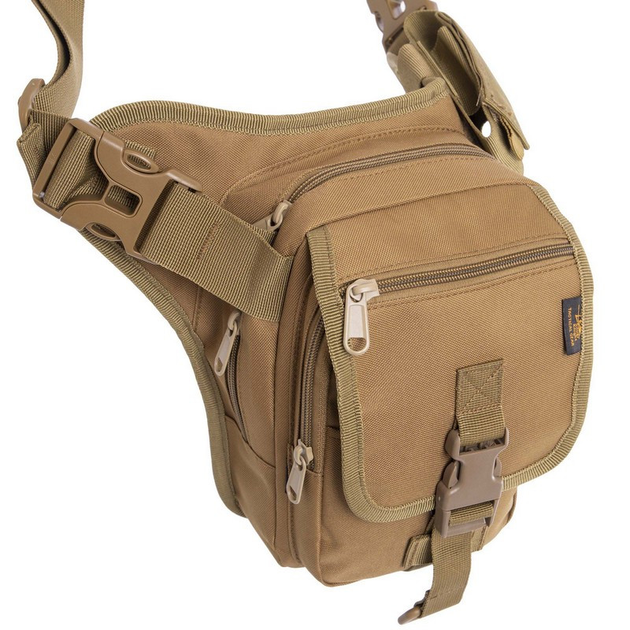 Тактическая сумка на бедро SILVER KNIGHT Военная 25 х 18 см Нейлон Оксфорд 900D Хаки (TY-9001) - изображение 2
