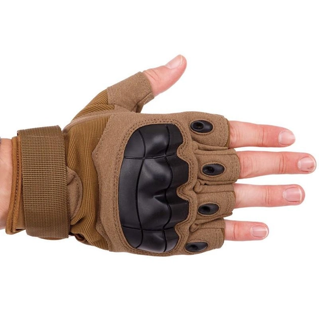 Защитные тактические перчатки без пальцев Военные перчатки открытые TACTICAL Полиэстер Кожзам (BC-8805) XL - изображение 2