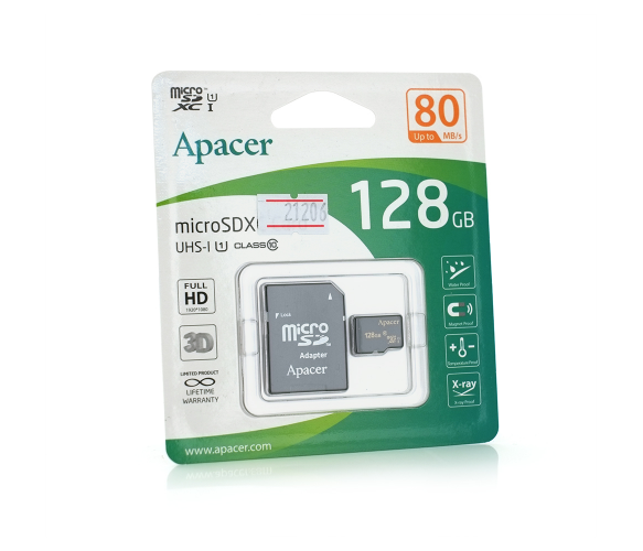 Карта памяти Apacer microSDHC Class 10 UHS-I, 128GB - Фото 1 Карта памяти Apacer microSDHC Class 10 UHS-I, 128GB - изображение 1