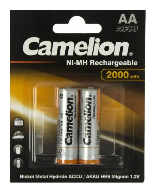 Батарейка щелочная Camelion AA/R06 (1.2V, Ni-Mh, 2000mAh, блістер, 2шт) - Фото 1 Батарейка щелочная Camelion AA/R06 (1.2V, Ni-Mh, 2000mAh, блістер, 2шт) - изображение 1
