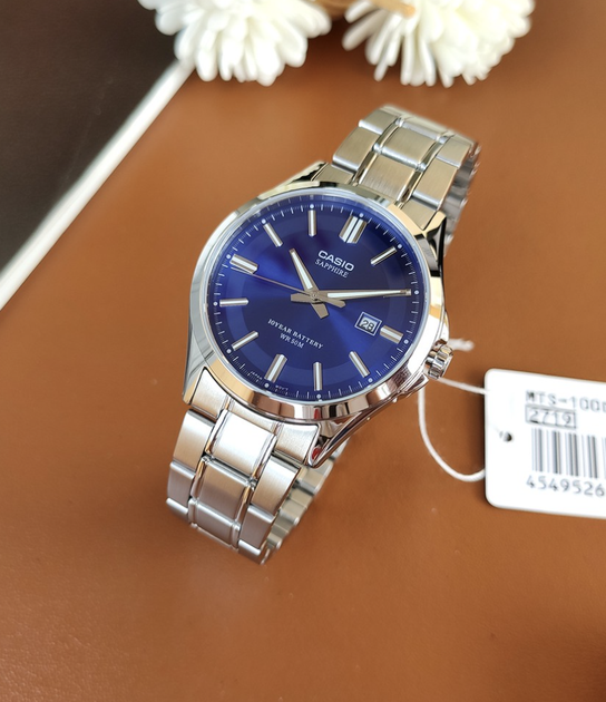 Наручний годинник Casio MTS-100D-2AVDF Синій зі сріблястим - зображення 4