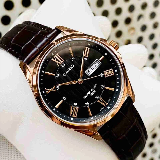 Наручные часы Casio MTP-1384L-1AVEF Темно-коричневые с черным