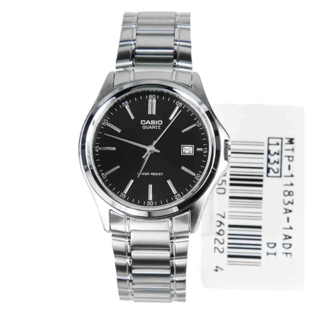 Черные, стальные и серебристые часы Casio MTP-1183A-1A DF для запястья. - изображение 2