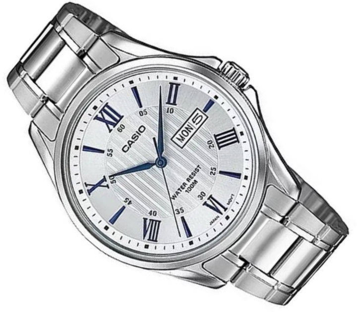 Білий годинник Casio MTP-1384D-7A2VEF з сріблястим/блакитним циферблатом. - зображення 5