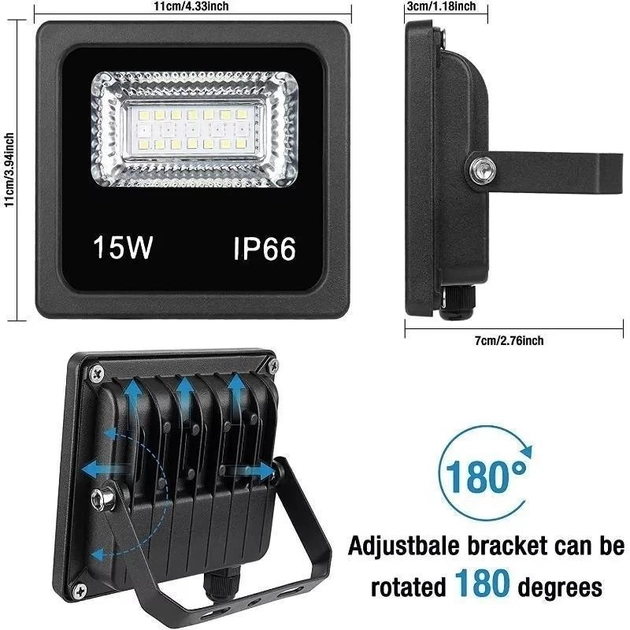Уличный Прожектор SMART LED 15W IP66 RGB Bluetooth с приложением - изображение 1