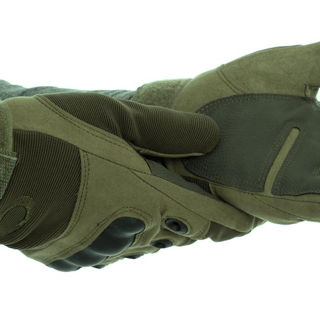 Перчатки тактические военные-армейские OAKLEY полнопалые с защитой костяшек, боевые, с закрытыми пальцами L Оливковый BC-4623 - изображение 2