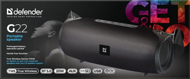 Портативна колонка Defender G22 20W Black (4714033651226) (955555908992959) - Уцінка - зображення 5