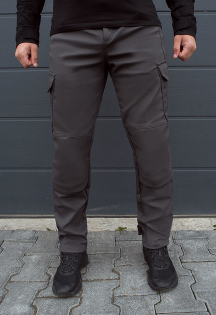 Утеплённые тактические штаны на флисе soft shell M gray fleece - изображение 1