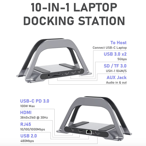 Вертикальна станція PULWTOP для MacBook USB-C Docking Station - зображення 6