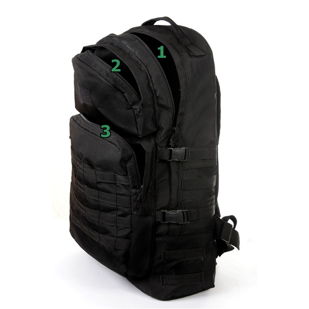 Армейский туристический тактический крепкий рюкзак на 60 литров Черный с поясным ремнем - изображение 1