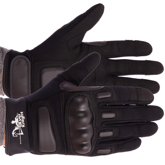 Тактические перчатки с закрытыми пальцами SILVER KNIGHT Размер XL черный BC-7052 - изображение 1