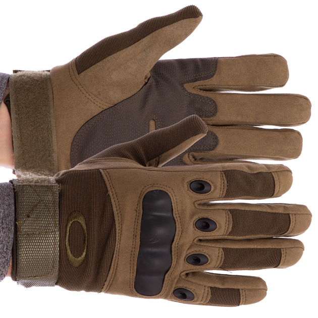 Перчатки тактические с закрытыми пальцами и усиленным протектором OAKLEY размер XL оливковые BC-4623 - изображение 2