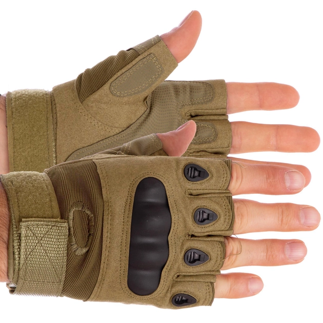 Тактические перчатки с открытыми пальцами OAKLEY размер M хаки BC-4624 - изображение 1