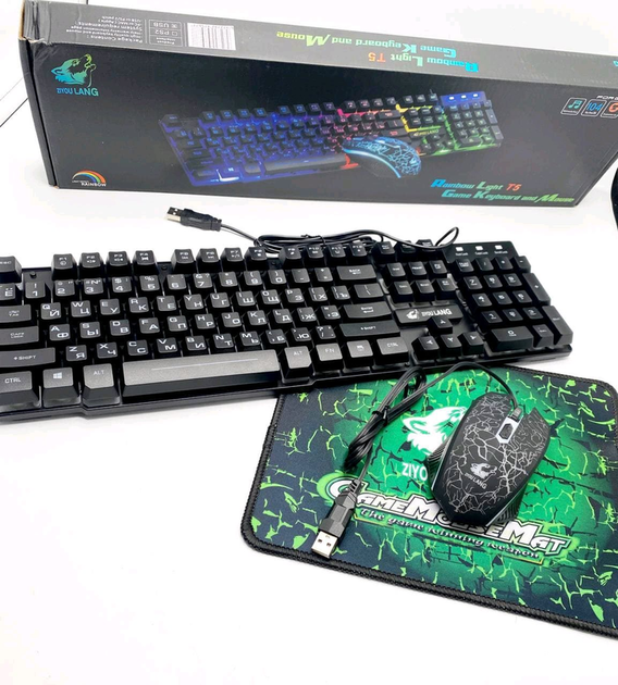Игровая проводная клавиатура и мышь Ziyou Lang T5Kit с RGB (радужной) подсветкой, комплект 3в1 для геймеров USB - изображение 9