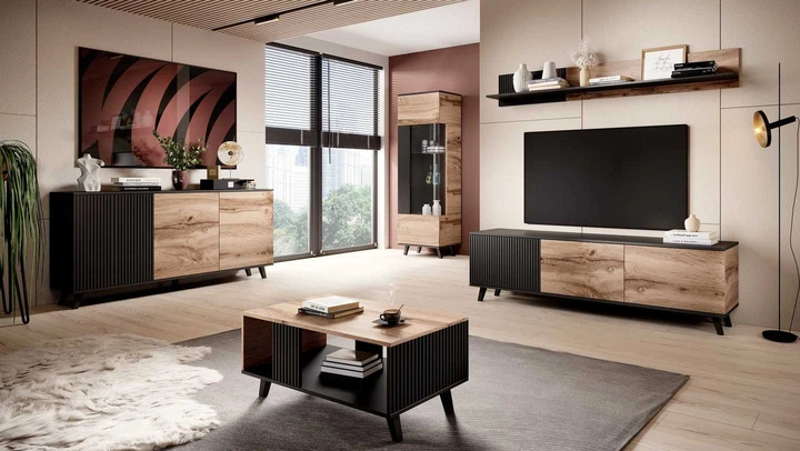 Ława Halmar RANDOM LAW-1 Dąb wotan / czarny (V-PL-RANDOM-LAW-1) (5905248104198) - obraz 6