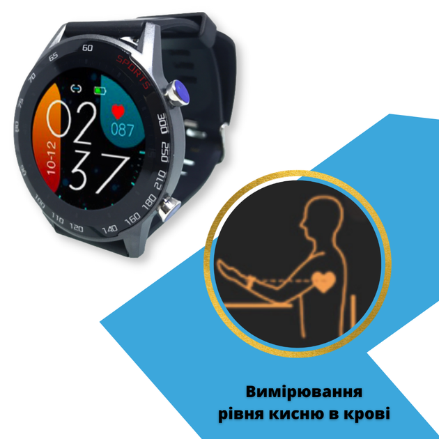 Смарт годинник KMITX T14 Black з СЕНСОРНИМ екраном з пульсометром та тонометром та датчиком вимірювання кисню + Захисна плівка (e607b6-t14b) - зображення 3
