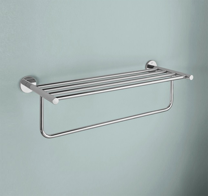 Держатель для полотенец с полкой GROHE Essentials 40800001 604мм округлый металлический хром - изображение 3