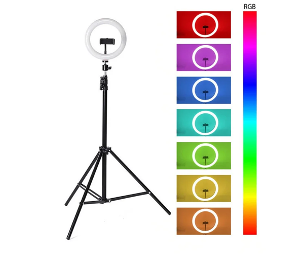 Студійна 360 ° світлодіодна LED лампа зі штативом XPRO LIVE LIGHT RGB MJ38 діаметр - 38см, управління на дроті + пульт, потужність 25 Вт (426_084) - зображення 4