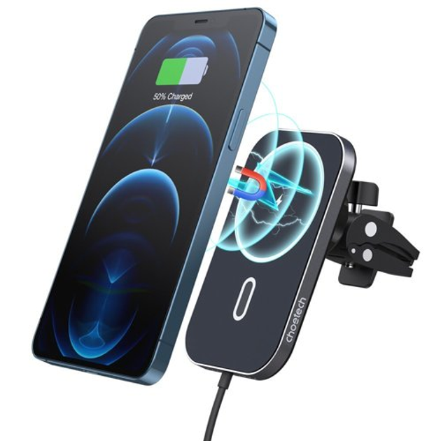 Автомобільний магнітний бездротовий зарядний пристрій Choetech T200-F 15 Вт for Iphone - зображення 2