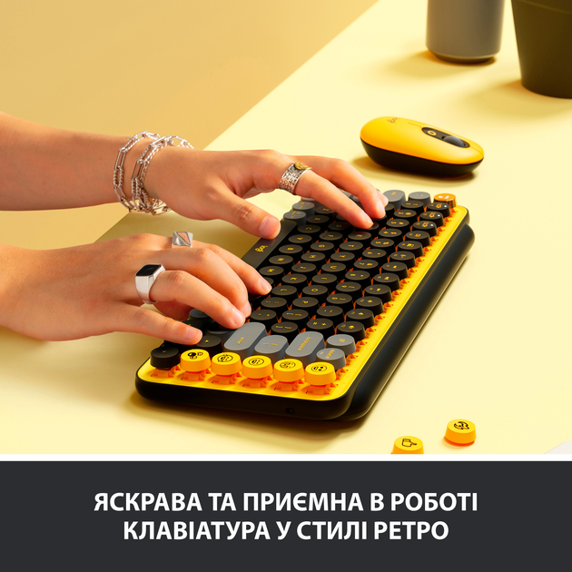 Клавиатура беспроводная Logitech POP Keys Wireless Mechanical Keyboard UA Blast Yellow (920-010735) - изображение 4
