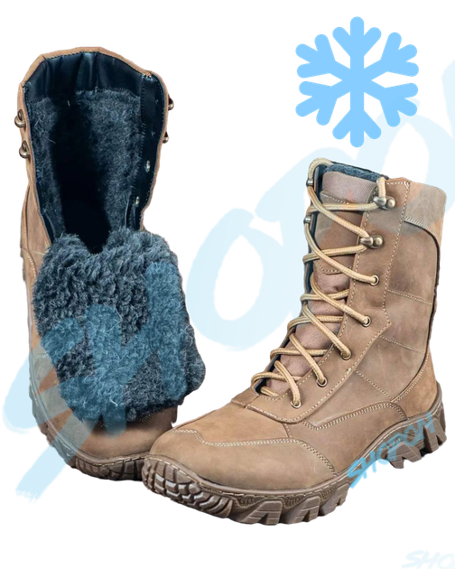 Берці зимові черевики тактичні чоловічі, туфлі тактичні чоловічі берці зимові, натуральна шкіра, розмір 41, Bounce ar. BL-HK-1041, колір хакі - зображення 1