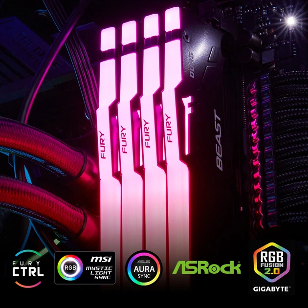 Оперативна памʼять Kingston Fury DDR5-5600 65536MB PC5-44800 (Kit of 2x32768) Beast RGB Black (KF556C40BB2AK2-64) - зображення 6